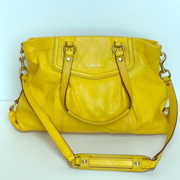coach purse yellow leather